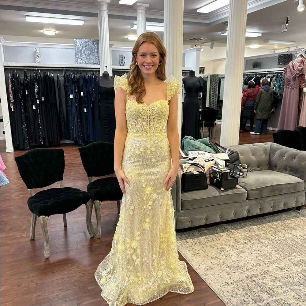 Sherri Hill Yellow Floral Gown